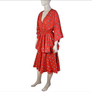RHODE RESORT Bella Midi Red Floral Dress